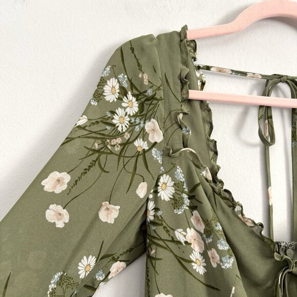 NEW Reformation Remi Mini Dress Green Floral Bonita Women’s Size 8 - Picture 5 of 11